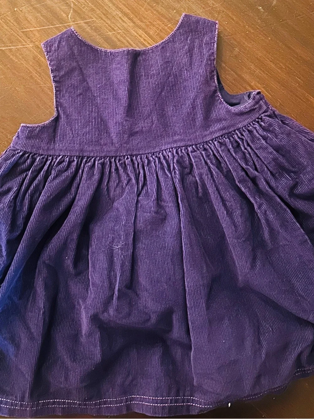 Baby Girls Purple Corduroy Pinafore Dress with Heart Embroidery